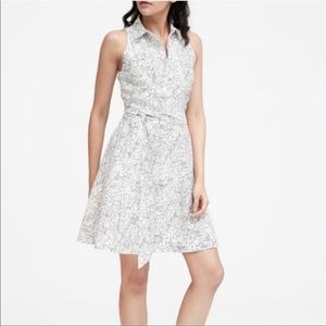 Banana Republic white and black floral sleeveless shirt dress, size 8